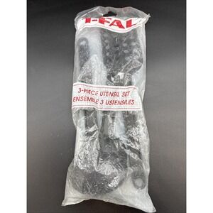 Vtg T-Fal 3-Piece Utensils Set New Sealed Black Nylon Skimmer Spatula Ladle K1